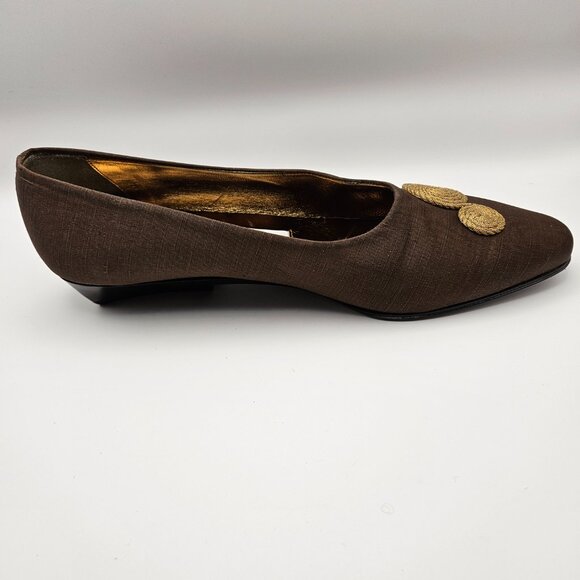 Joan & David Brown Fabric Low-Heel Flats – Size 9M – Handmade in Italy - Picture 5 of 11